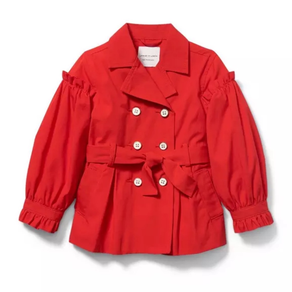 NWOT Janie and Jack Cherry Red Ruffle Trench Coat